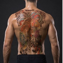 Core Bridge Men's Back Irezumi Black Tattoo Sticker Self Henna Instant Tattoo, 1 Piece, TB-035 / 코어브릿지 남성 등판 이레즈미 블랙 타투 스티커 셀프 헤나 인스턴트 문신, 1개, TB-035