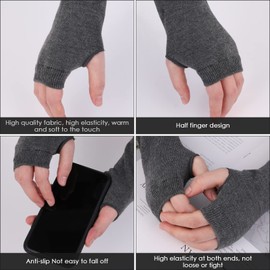 Sibba 4 Pairs Knitted Fingerless Gloves Wrist with Finger Holes Stretchy Arm Hand Warmers Punk Gothic Rock Warm Winter Unisex Mittens Long Sleeves for Office Typing Computer