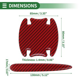 Motoforti Universal Car Door Handle Cup Cover Protection Film Reflective Stickers Anti-Scratch, Epoxy Resin, Red, 1 Set