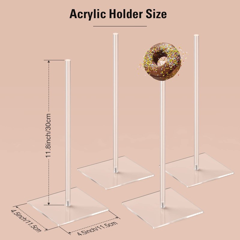 Suneerplay Donut Stand Acrylic 4 Pack, Clear Bagel Holder Stand,