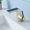 ICREEH Brushed Gold LED Bathroom Faucet with Temperature Display -