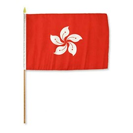JumpingLight 12x18 12"x18" Wholesale Lot of 6 Hong Kong Stick Flag Wood Staff - Quality Flags