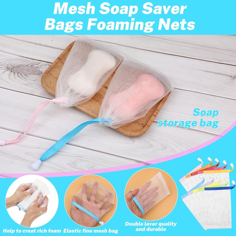 8 Stück Seifenbeutel, Bunt Foamie Seifensäckchen