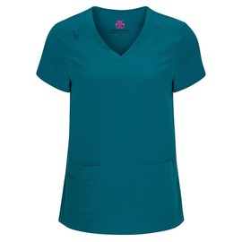 Natural Uniforms Women's Cool Stretch V-Neck Top and Cargo Pant Scrub Set with Regular and Petite Sizes (Teal, XX-Large)