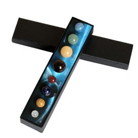 Natural Gemstone Solar System Model Kit, 8 Planet Chakra Healing Crystal Ball Set for Space Decor, Meditation, and Gifts, Unique Celestial Design for Astronomy Enthusiasts, Home Office Desk Decoration