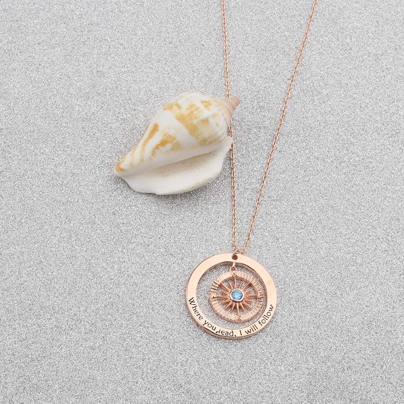 CHOORO Collar con colgante de brújula, regalo para madre e