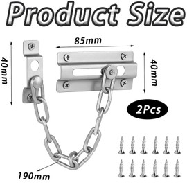 2 Pcs Door Chain, Door Lock, Door Chains for Front Door, Internal Door Lock, Door Chain Lock for Child Proof Latch Lock, Additional Privacy and Security for Home(Silver)