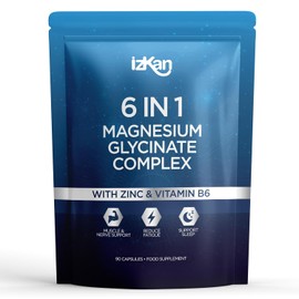 Magnesium Glycinate 6 in 1 Supplement -1500mg as Bisglycinate Citrate & Malate | 352 mg Elemental Magnesium | Ashwagandha Zinc & B6 Quality Sleep Muscle Health & Immune Support 90 Vegan Capsules (1)