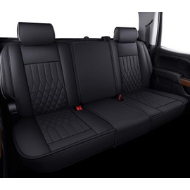 Aierxuan Rear Chevy Silverado GMC Sierra Car Seat Covers, Custom Fit 2007-2026 1500 2500 HD 3500 HD Crew, Double, Extended Cab or Pickup Truck, Vehicle Cushion Cover with Waterproof Leather (Black)