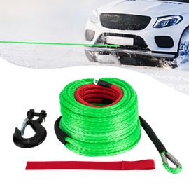 YIYIBYUS 3/8" x 100' Synthetic Winch Rope, Winch Cable Replace Kit w/Hook 23809 LBS Breaking Strength Winch Line Cable Rope for Truck 4WD Off Road Vehicle Winch Accessory (Green)