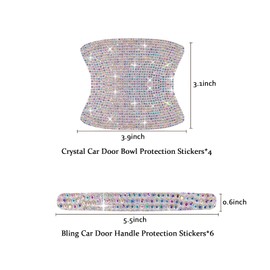 BetterJonny 10PCS Crystal Car Door Handle Scratches Protector, Rhinestone Car Door Handle Stickers Bling Car Door Handle Scratch Protector Stickers for Women and Girls Car Stickers (Colorful)