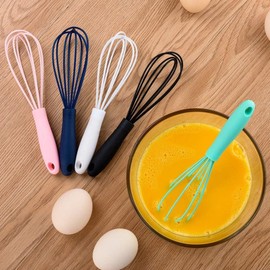 Navy Blue Silicone Whisk, Colorful Mini Silicone Whisks Multifunctional Manual Egg Beater Mixer Bake Tool for Blending Whisking Stirring Cooking Kitchen Utensils and Gadgets