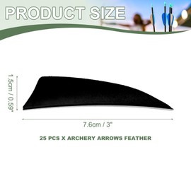 YELARXI Arrow Vanes Turkey Archery Arrows Feather Fletching, 3 Inch Right Wing Fit for Hunting Target Shooting (25Pcs Black)
