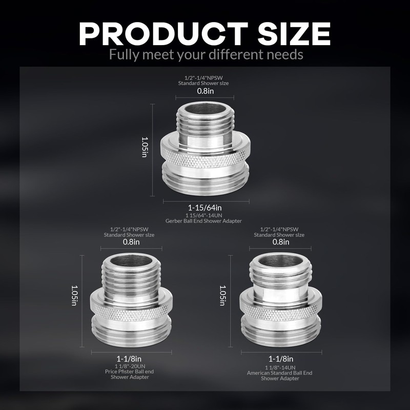 Ball End Shower Arm Adapter 1/2 Inch Male Pipe Thread