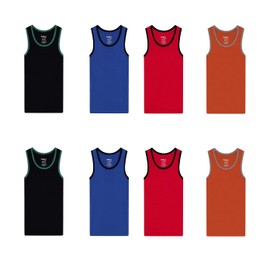 Buyless Fashion Boys Scoop Neck Tagless Undershirts Soft Cotton Tank Top (8 Pack) 9-10