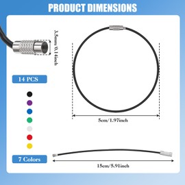 Wiratca 14 Pack Wire Keychain Cable Key Rings, Stainless Steel Metal Key Rings, 5.91 Inches Key Chain Ring for Luggage Tags Loops, Key Tags, Kitchen Utensils-7 Colors