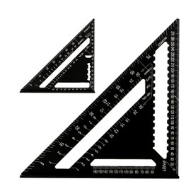 JMIATRY 2 Pcs Rafter Square Metric, 12 Inch & 7 Inch Speed Square, Aluminum Carpenters Roofing Square Tool, Builders Framing Square, Set Square Carpentry, Triangle Ruler Protractor