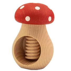 Homiez Nutcracker Mushroom for Walnuts and Hazelnuts, Made of Natural Beech Wood with Screw Thread, Walnut Cracker Wood Also Suitable as a Decoration or Gift (Toadstool, Pack of 1)