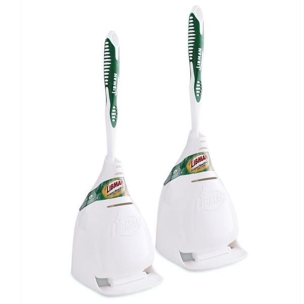 Libman 1196, 2-Pack Bowl Brush and Caddy, White/Green