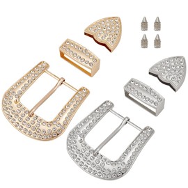 BENECREAT Set of 2 40 mm belt buckle set, platinum and gold western cowboy belt buckle set, 3 pieces, alloy belt buckle set, antique for replacement for men and women belt, black