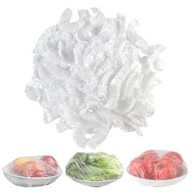 Pack of 200 Food Storage Bags, Cling Film with Elastic Band, Elastic Covers for Food, Reusable Food Storage Bags, Plastic, Sealing Bags, Disposable Shower Cap