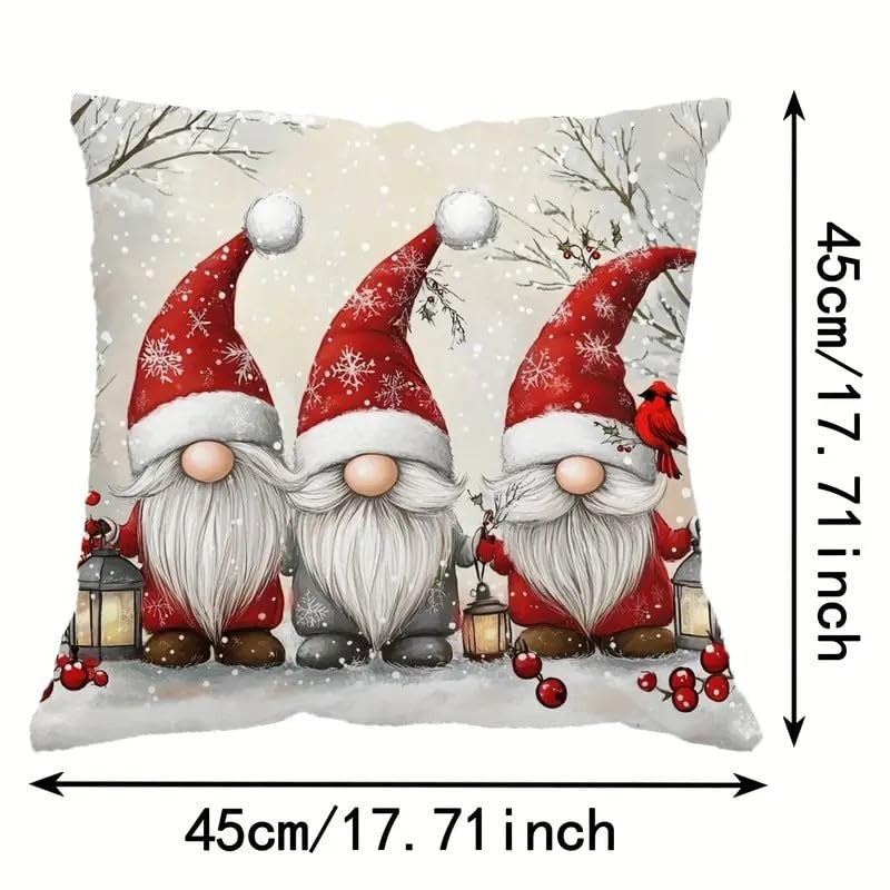 Christmas Gnome Decorative Throw Pillow Cover, 45 x 45 cm,