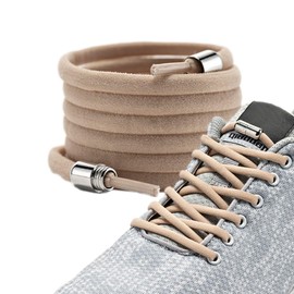 LaceHype Premium Elastic No-Tie CP2 Shoelaces with Metal Aglets for Trainers, Sports Shoes, Set for 2 Pairs of Shoes, Beige, Set for 2 Pairs of Shoes