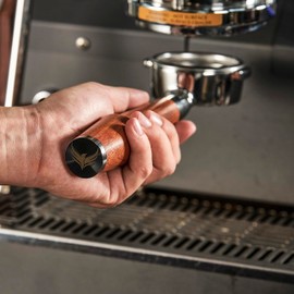 KNODOS Bottomless Portafilter for 58mm Breville Dual Boiler Espresso Machines - Rosewood Handle & Double Shot Filter Basket Included Fits Dual-Boiler, Oracle, Oracle Touch