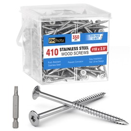 #10 x 2.5 Inch 410 Stainless Steel Deck Screws, 350Pcs Wood Screws T25 Star Bit