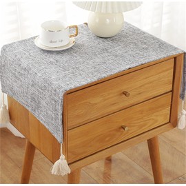 Utobanh Bedside Table Cover Cloth Tablecloth, Non-Slip Dustproof TV Cabinet Refrigerator Washing Machine Cover Towel Universal Small Square Towel (15.7 * 35.4 inches,Light Beige)