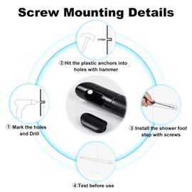 Kalnweis Shower Foot Rest,Shower Foot Rest for Shaving Legs,Metal Footstool for Corner of The Bathroom,Wall Mounted Stainless Steel Shower Step(GH-15 Black)…