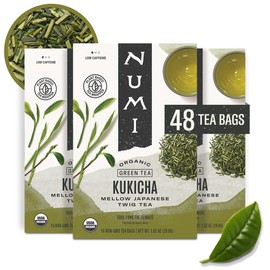 Numi Organic Kukicha Green Tea, 16 Tea Bags (Pack of 3), Roasted Japanese Twig Tea, Caffeinated