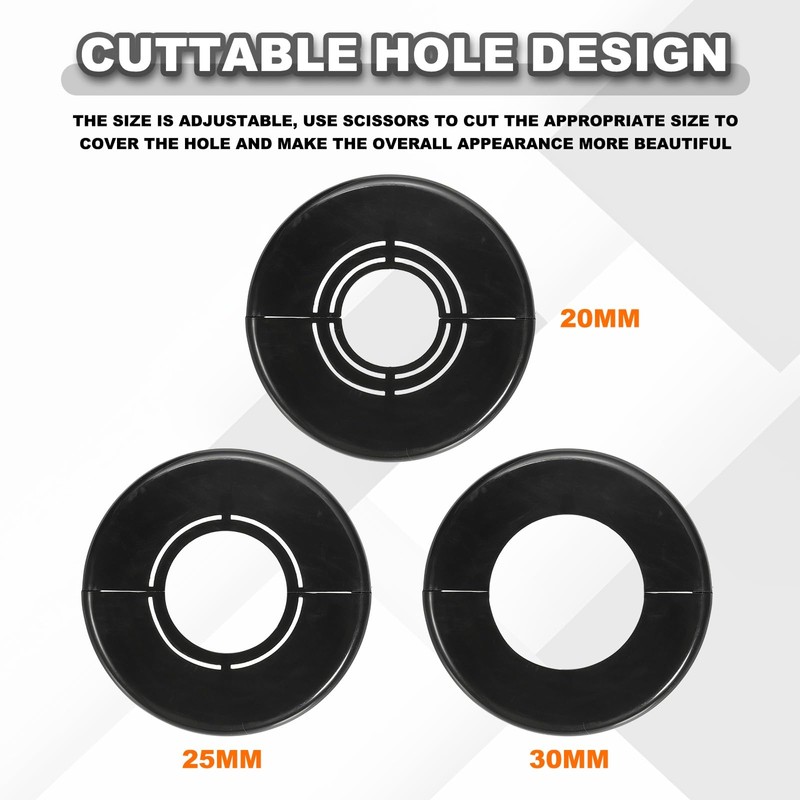 sourcing map 2pcs Wall Split Flange 0.59" (15mm) Plastic Round