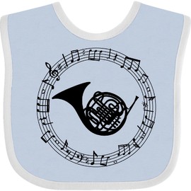 inktastic French Horn Music Baby Bib Blue and White 38b88