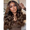 Nadula Balayage Ombre V Part Yaki Wavy Drawstring Wigs Human