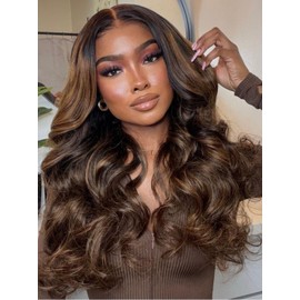 Nadula Balayage Ombre V Part Yaki Wavy Drawstring Wigs Human Hair No Leave Out Upgrade U Part Wig,Glueless Highlight V-part Wavy Wig with Flip Out Bangs Ready to Go Vpart Wig 150% Density 16inch