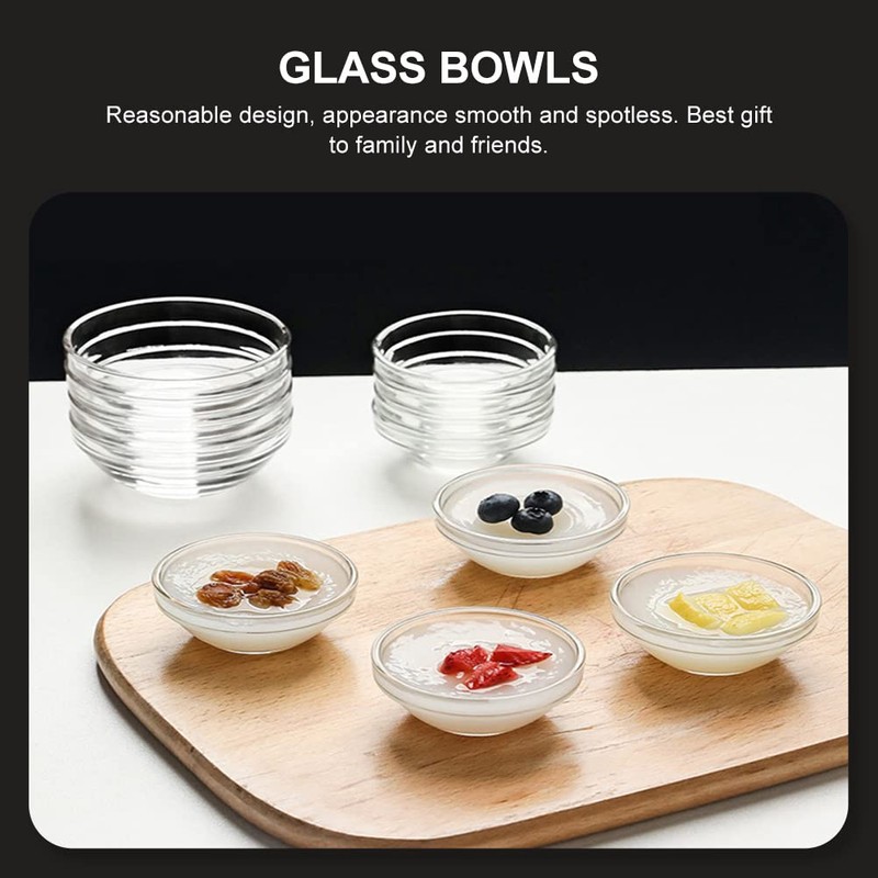 Set of 10 Mini Prep Bowls, 2.36 Inch Small Glass