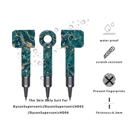Skin Stickers Compatible with Dyson Hairdryer, Hairdryer Skin Decals，Protective Film Wrap Cover for Hair Dryer HD01 HD02 HD03（Green Marbling）