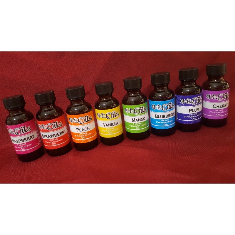 A&E Oils 8 Assorted Home Fruit Scented Fragrance Therapeutic Oils