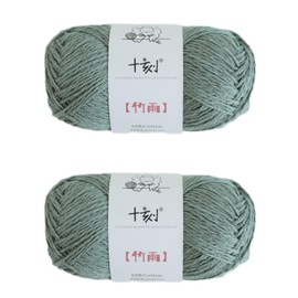 Cotton, Bamboo and Linen Blended Yarn, DK, Light Worsted Weight, 2 Packages of 100g/3.52oz (Per Skein 50g/120yards)- 08 Mint Green