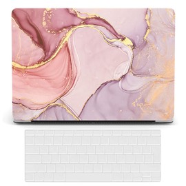 Laptop Case Compatible with MacBook 12 inch with Retina Display (Model A1534,Release 2017 2016 2015), Plastic Protective Cover Hard Shell Case & Keyboard Cover Skin - Pink Marble