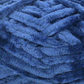 Velvet Chenille Yarn for Crocheting,Navy Blue Fluffy Velvet Plush Thick Soft Chunky Chenille Baby Blanket Yarn for Crocheting Knitting Beginners 3x100g(49.2yd)(Navy Blue