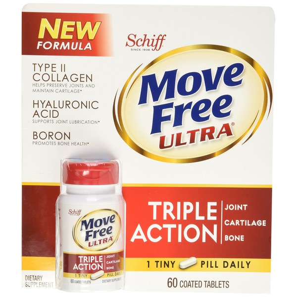 Schiff Move Free Ultra Type II Collagen Hyaluronic Acid Boron Tripe Action Tablets (60 ct)