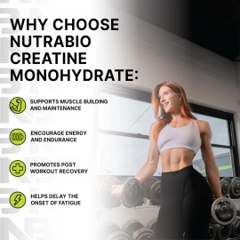 Nutrabio Pure Micronized Creatine Monohydrate Powder Supplement, Unfla