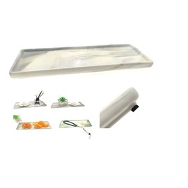 Sonjade 9" Ceramic Tray with Anti-Collision Gasket for Bathroom and Countertop Storage Organizer Holder,Modern Vanity Trays for Makeup,Soap,Toiletries (Marble Pattern)