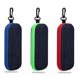 Pack of 3 Portable Glasses Case, Denim Glasses Case, Hard Case Glasses Case for Men and Women, Travel Glasses Bag with Zip, Ideal for Travel and On the Go Protects Against Scratches and Dust