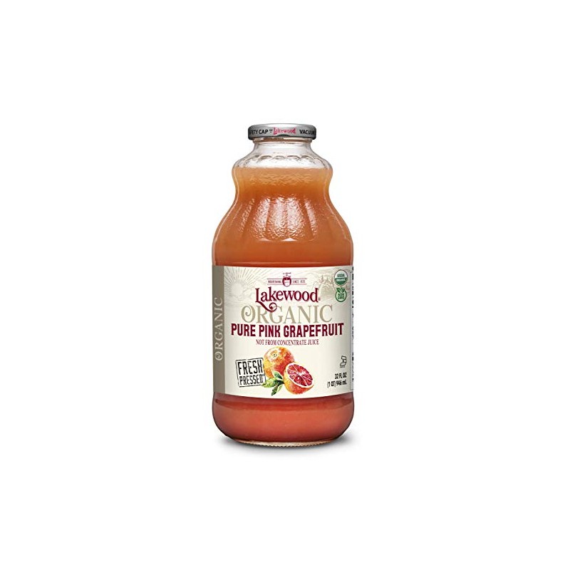 Lakewood Organic PURE Pink Grapefruit Juice, 32-Ounce Bottles (Pack of