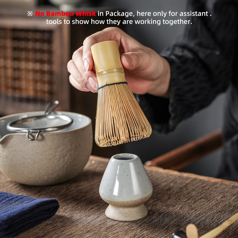 TEANAGOO Japanese Ceramic Matcha Bowl with Whisk Holder, 530 ml,