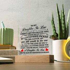FG Family Gift Mall Gifts For Daughter in Law Gift From Mother in Law, Gifts For Bonus Daughter, Birthday Gifts for Daughter In Law, To My Daughter In Law Gift (LED Acrylic Square, Honor)