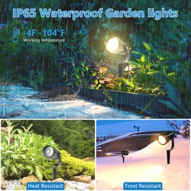 HIBOITEC Landscape Lighting 12W IP65 Waterproof Outdoor Spotlight with 4.9ft 3-Plug LED Landscape Lights for Yard Pathway Gardern Decorations 2700K 2 Pack